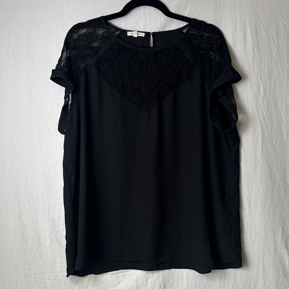 Maurices Black Lace Accent Blouse